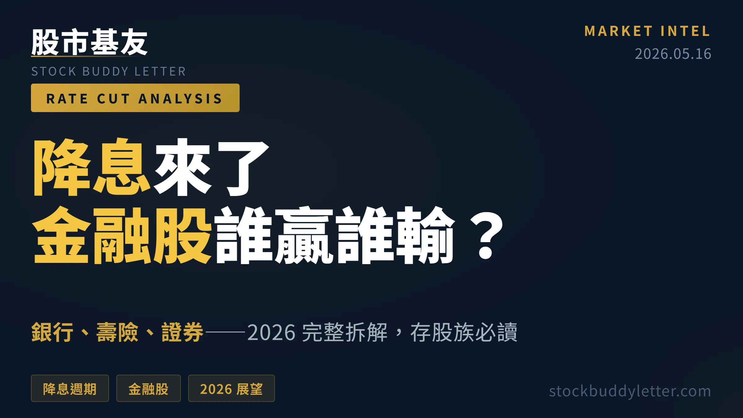降息來了金融股誰贏誰輸？銀行壽險證券2026完整拆解
