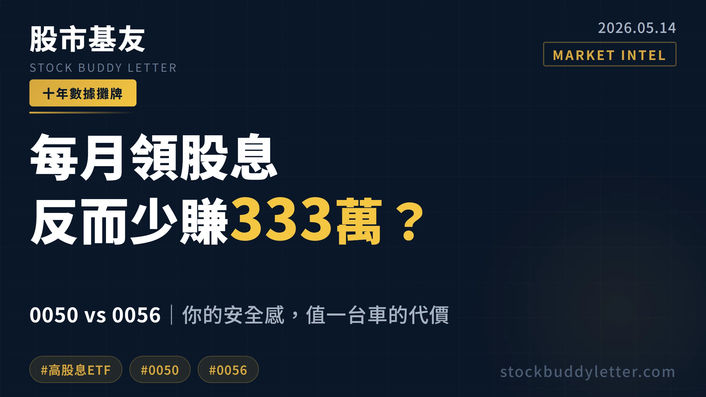 每月領股息反而少賺333萬？0050 vs 0056 十年數據攤牌