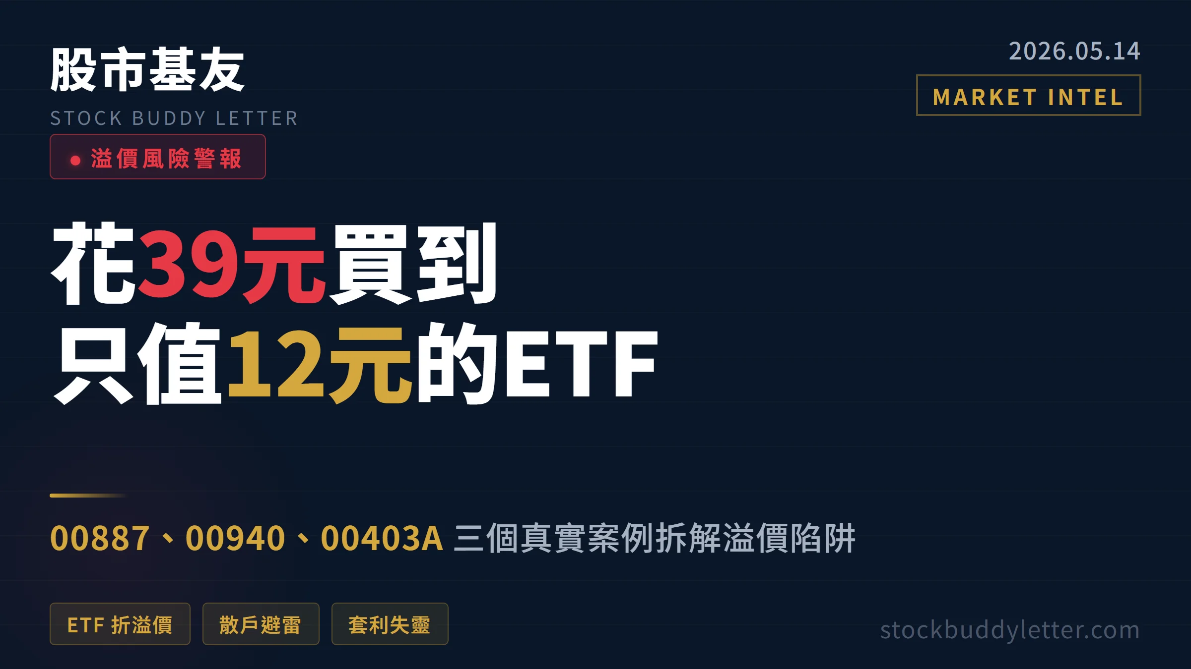 花39元買到只值12元的ETF？00887、00940、00403A三個真實案例拆解溢價陷阱