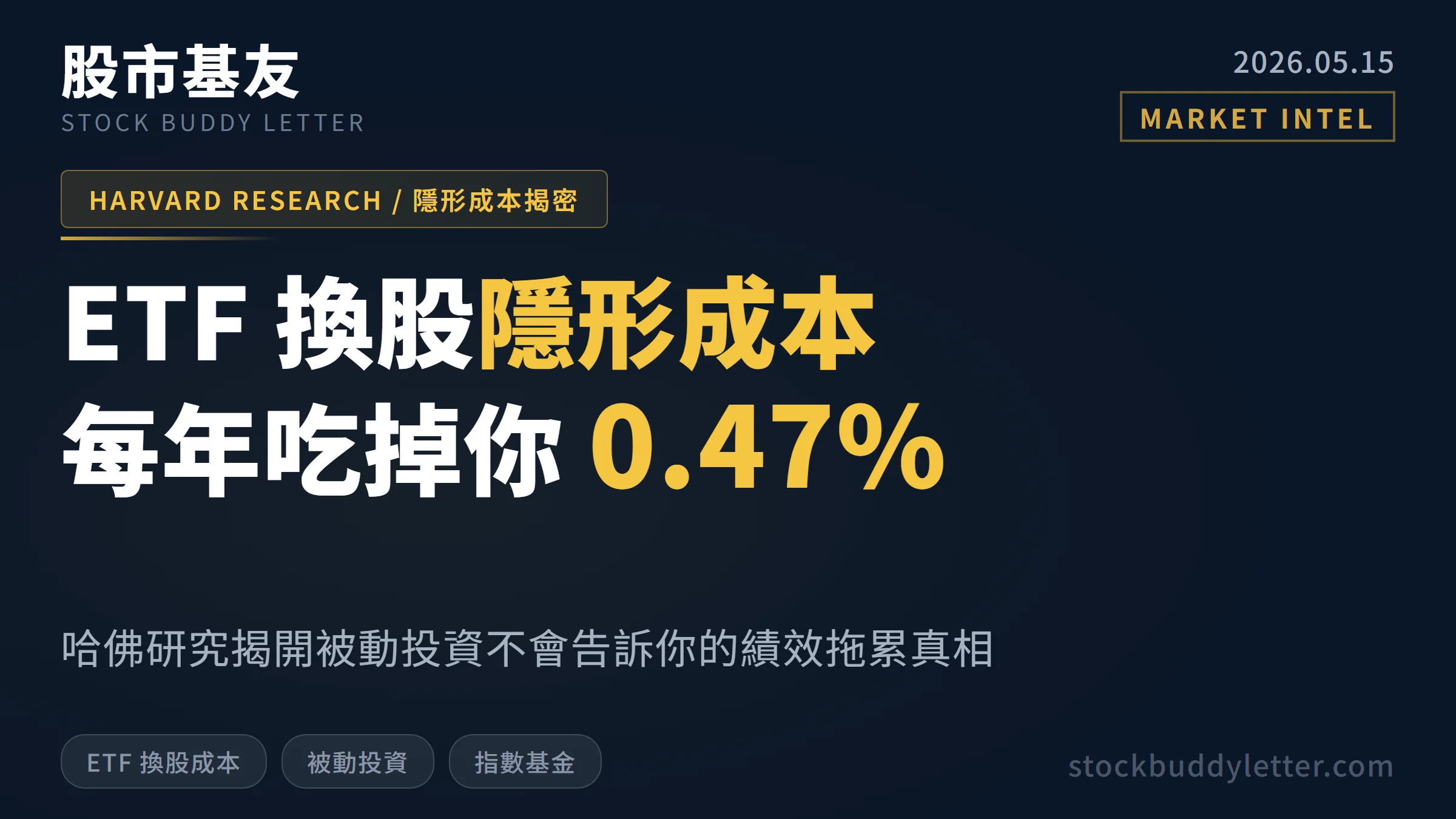 ETF 換股隱形成本每年吃掉 0.47%？哈佛研究揭散戶不知道的真相