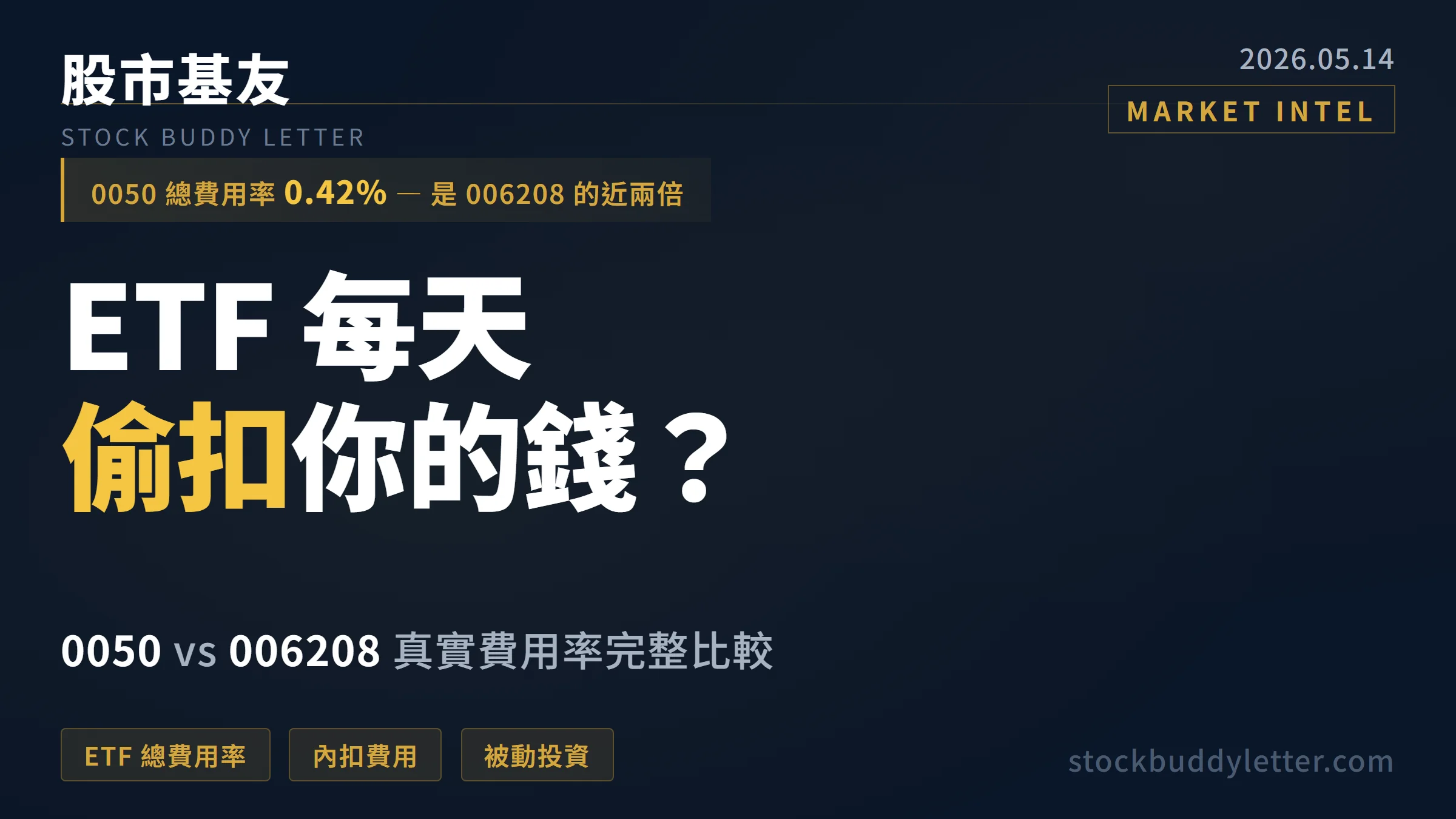 ETF 每天偷扣你的錢？0050 vs 006208 真實費用率完整比較