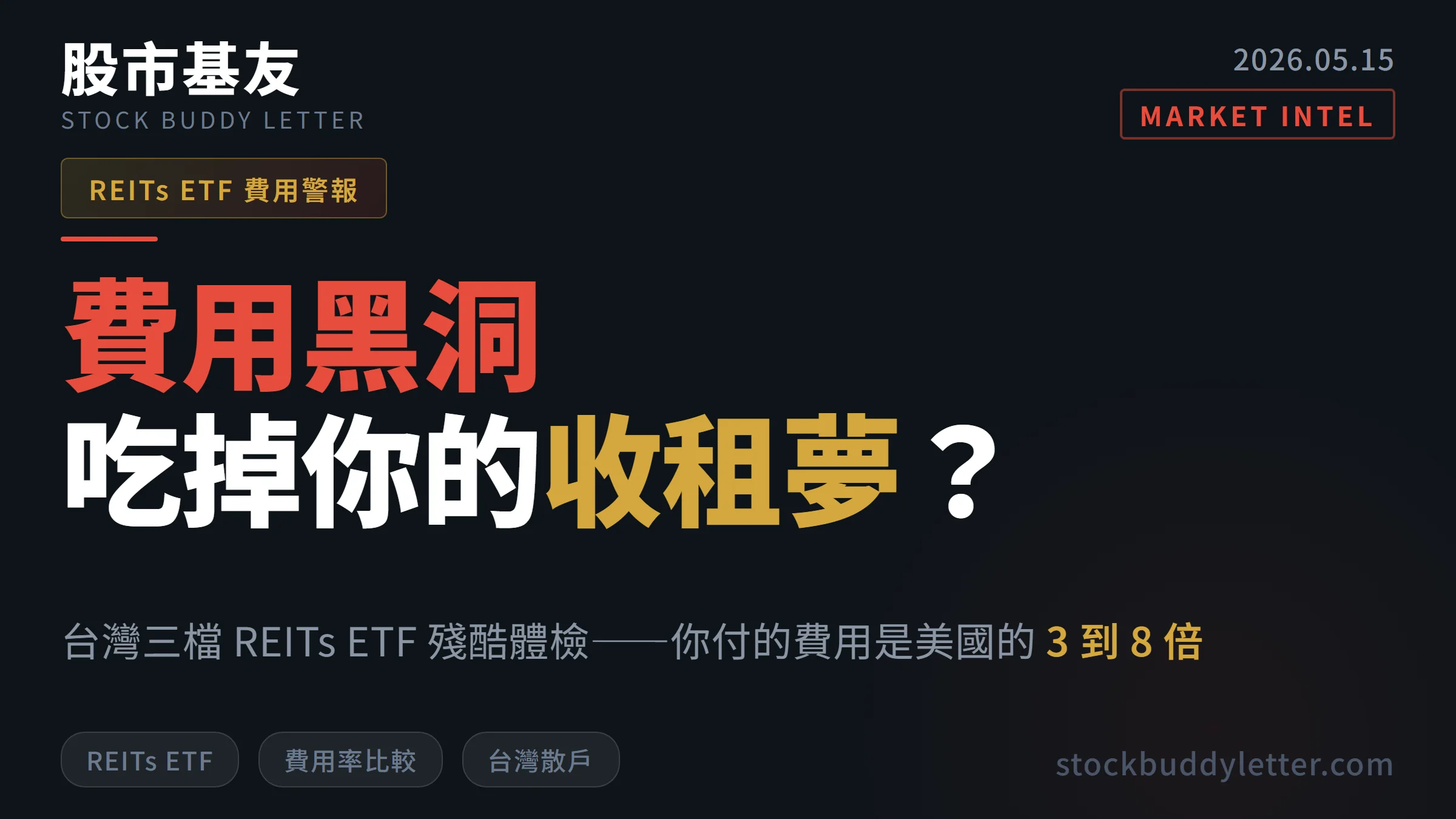 台灣散戶買 REITs ETF：費用黑洞吃掉你的收租夢？2026 完整拆解