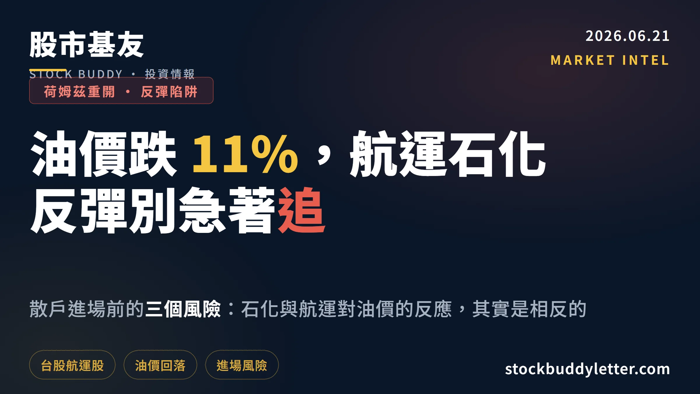 荷姆茲重開油價跌 11%：台股航運石化反彈，散戶進場前的三個風險