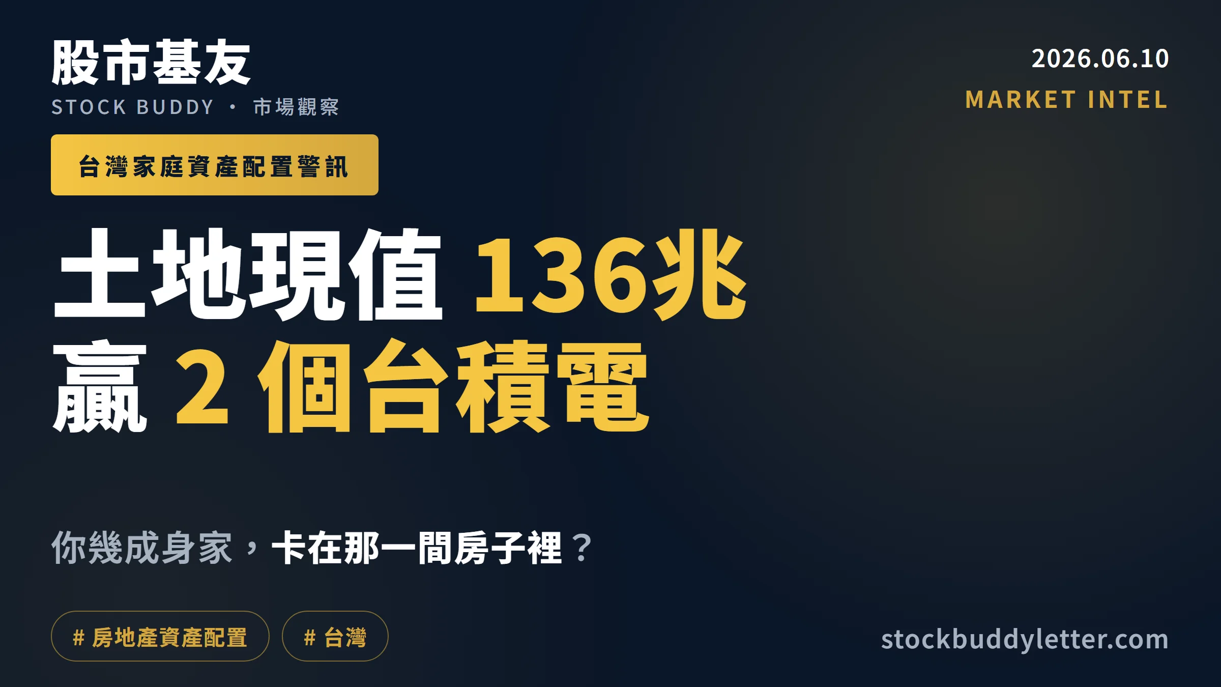 台灣土地現值136兆贏2個台積電：你幾成身家卡在房子裡？