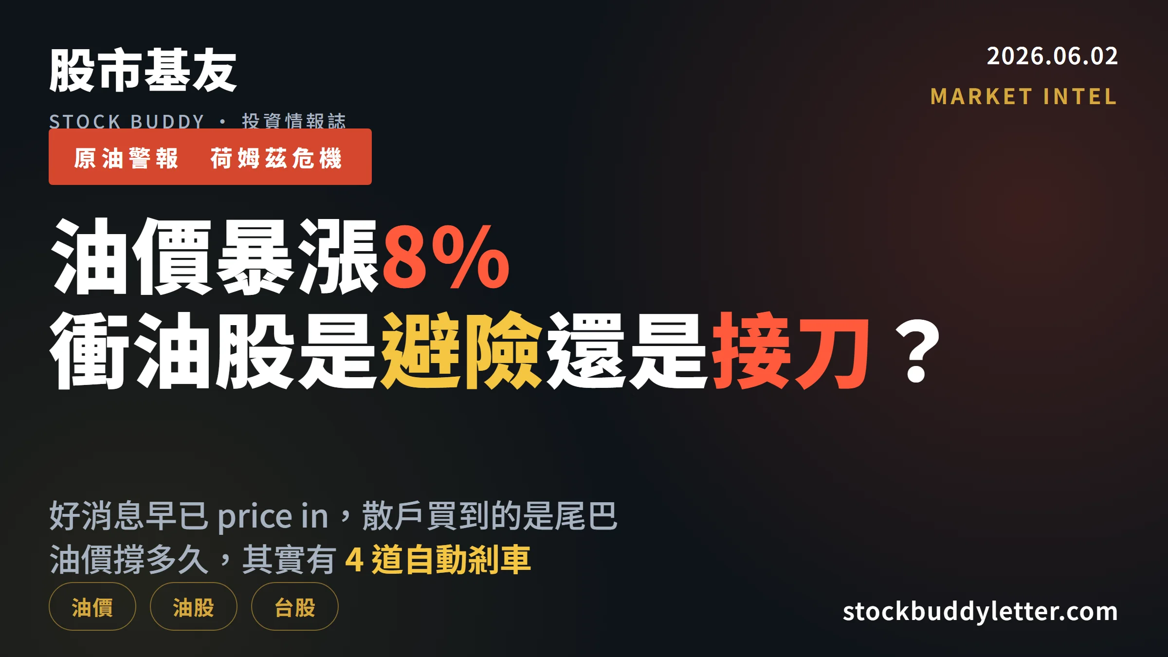 油價暴漲8%，現在衝油股是避險還是接刀？散戶必看的4道剎車