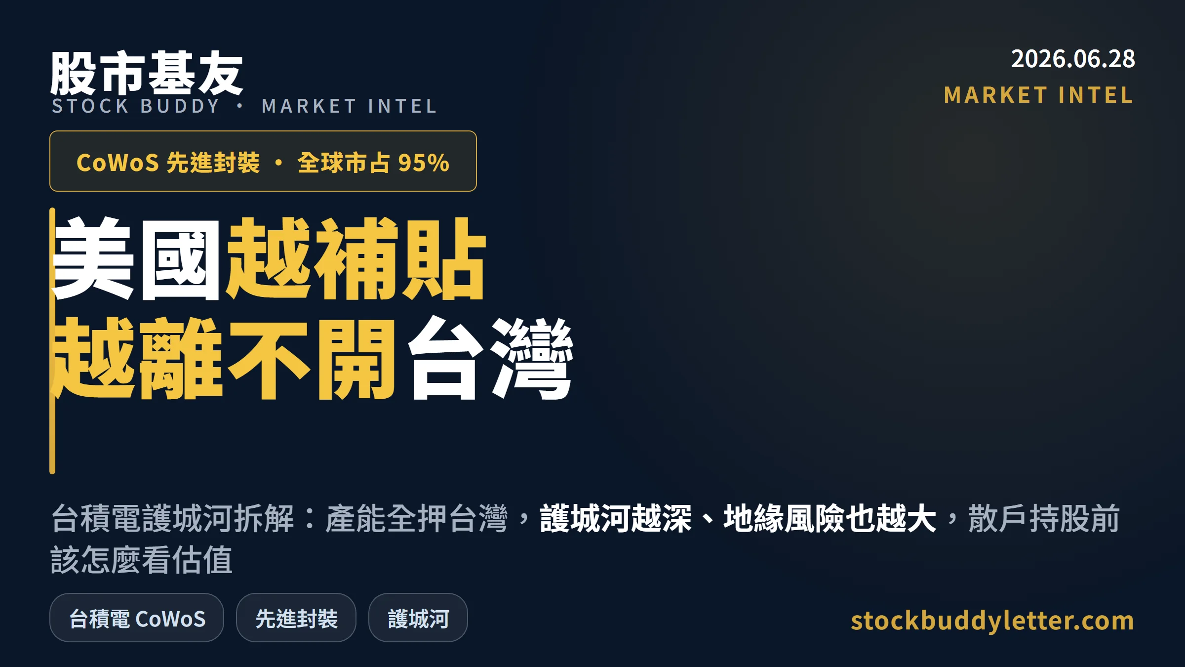 台積電 CoWoS 護城河拆解：美國補貼越多越依賴台灣，散戶持股估值風險怎麼看