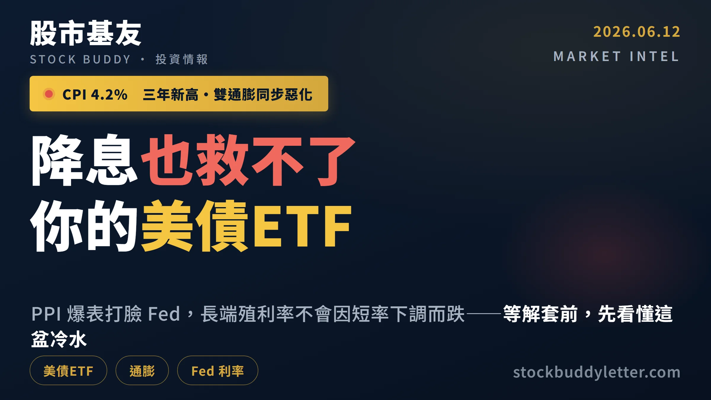 CPI 4.2% 三年新高，你抱的美債ETF就算Fed降息也不會漲？