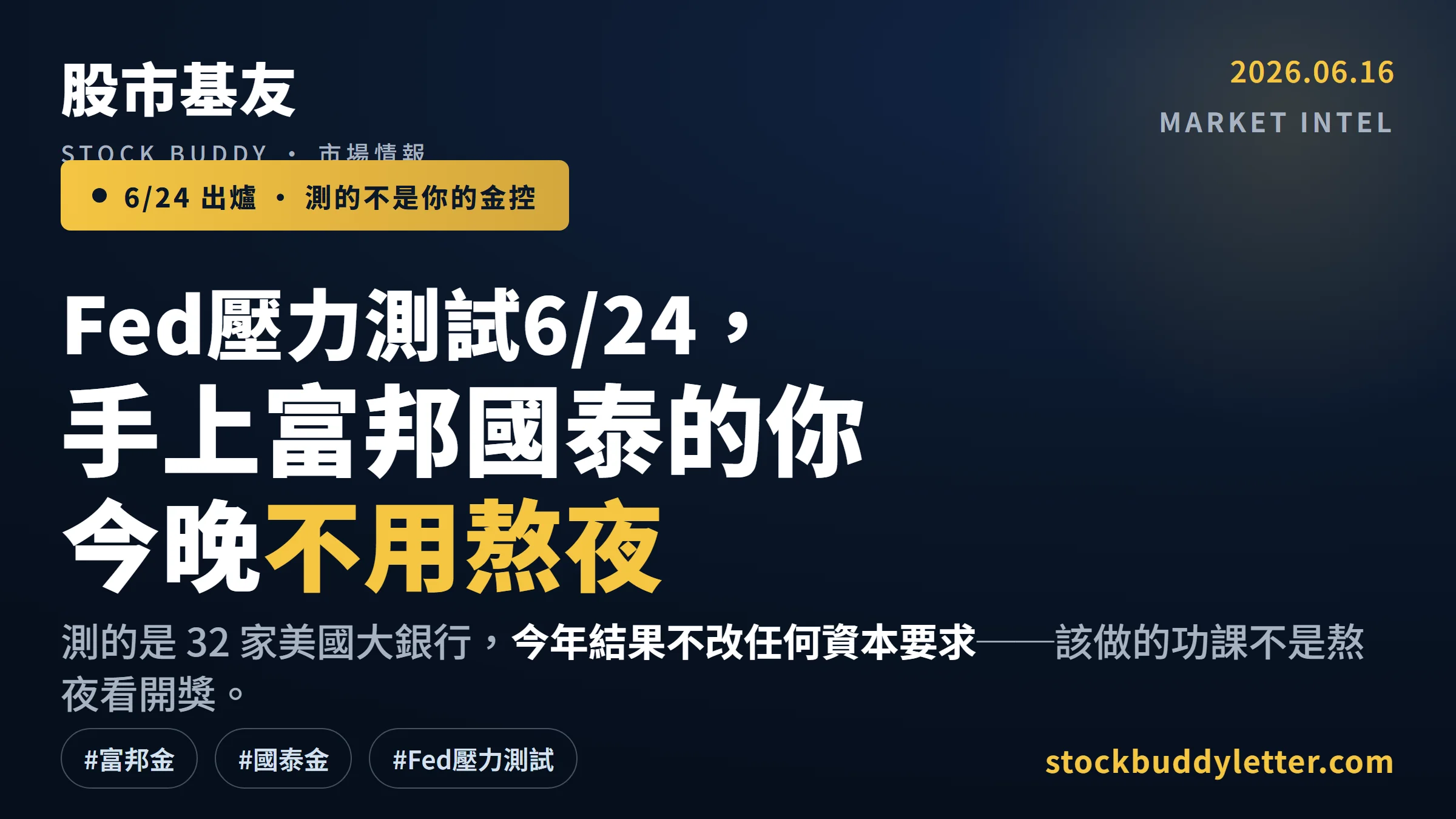 Fed壓力測試6/24出爐，手上富邦國泰的你根本不用熬夜的三個理由