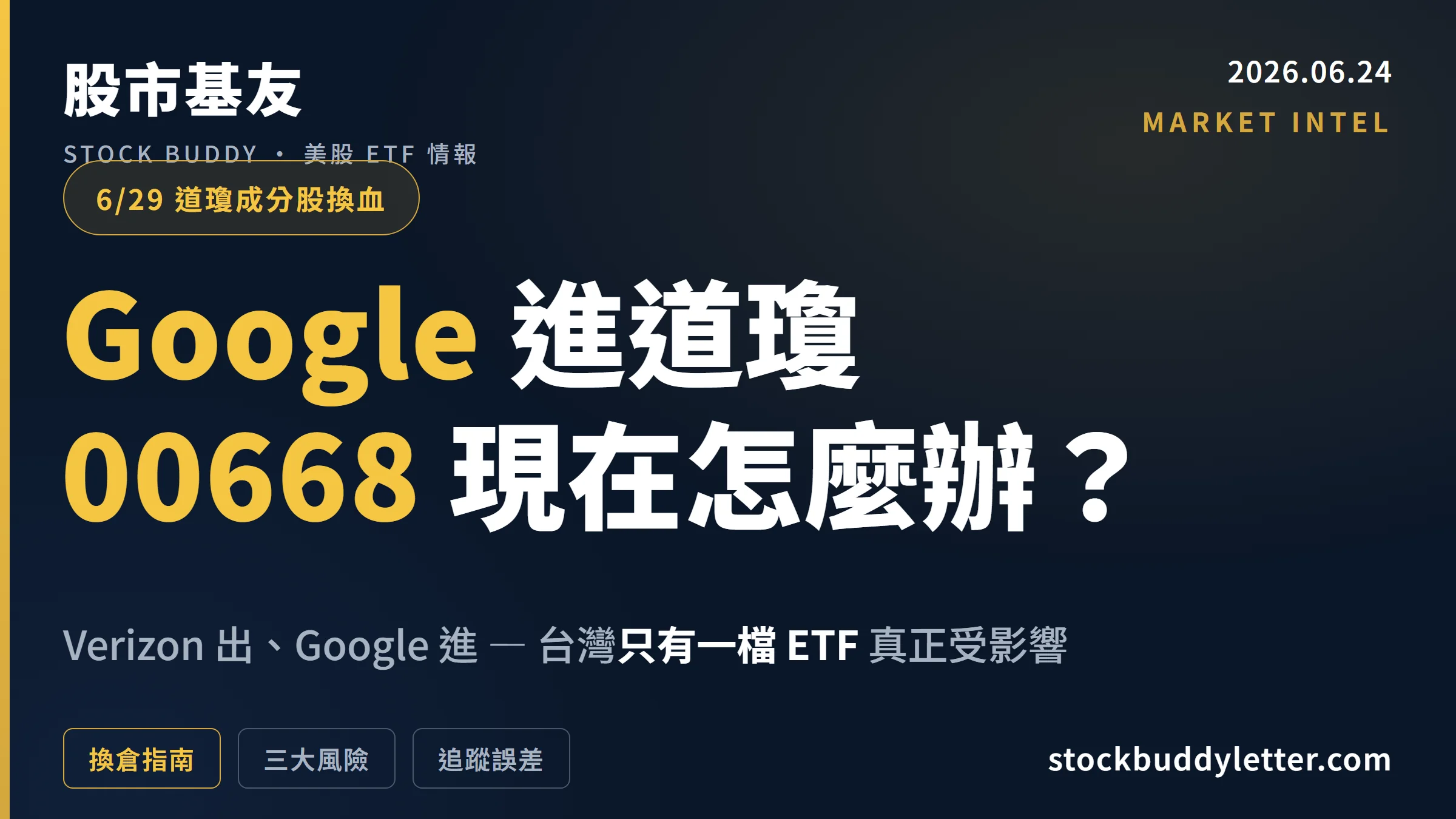 Google 進道瓊 6/29：00668 持有人換倉指南與三大風險