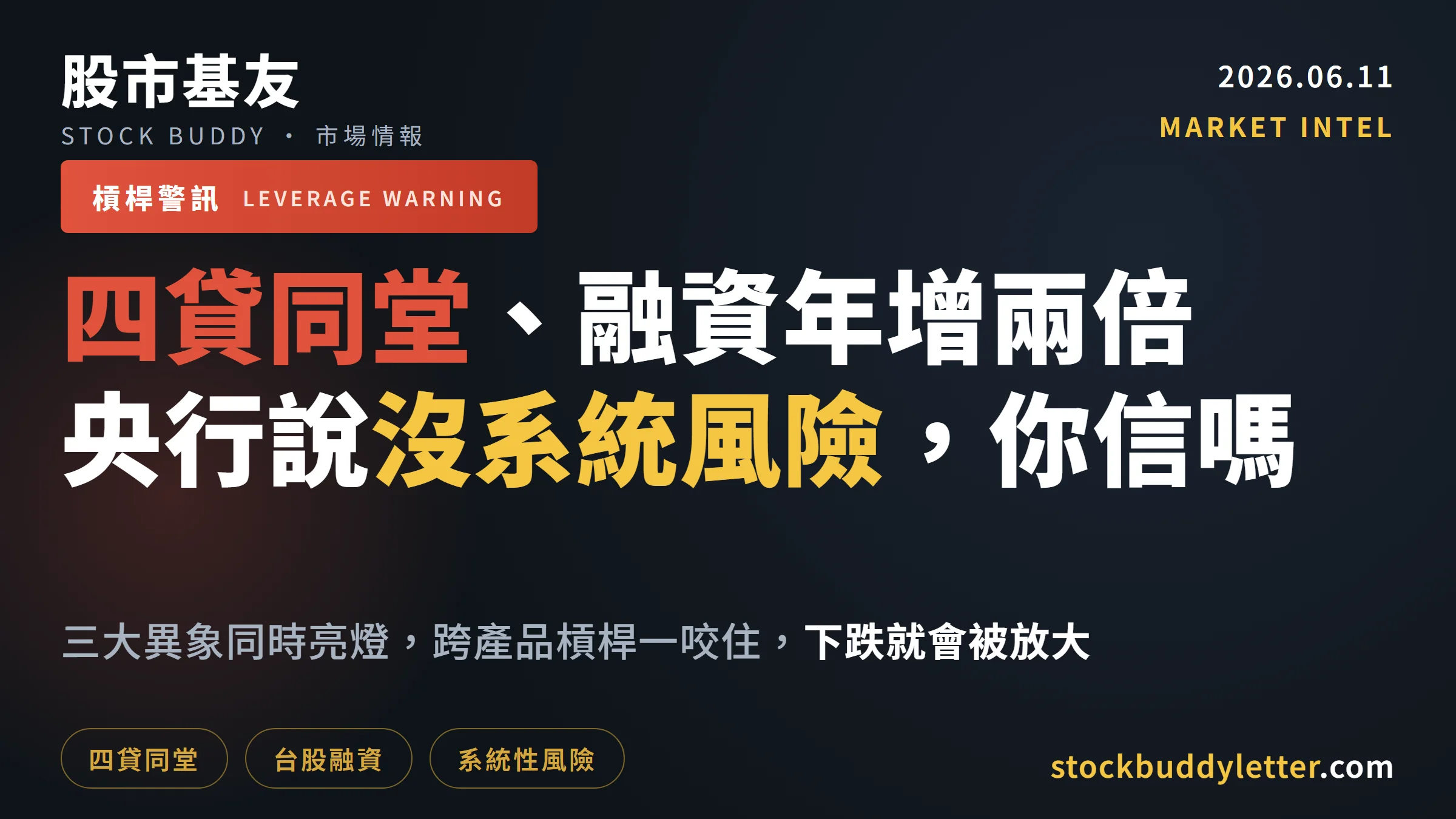 台股槓桿警訊：四貸同堂＋融資年增兩倍，央行說沒系統風險你信嗎？