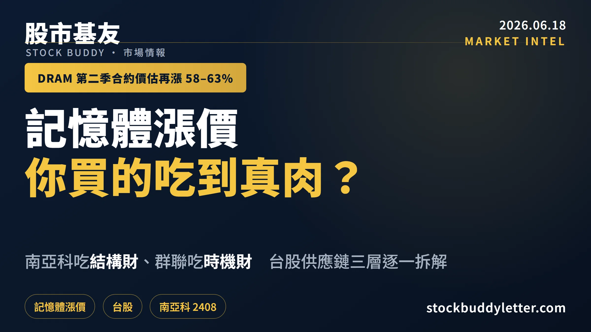 記憶體股三層拆解：南亞科真的吃到肉，但你買的那檔是哪種受益？