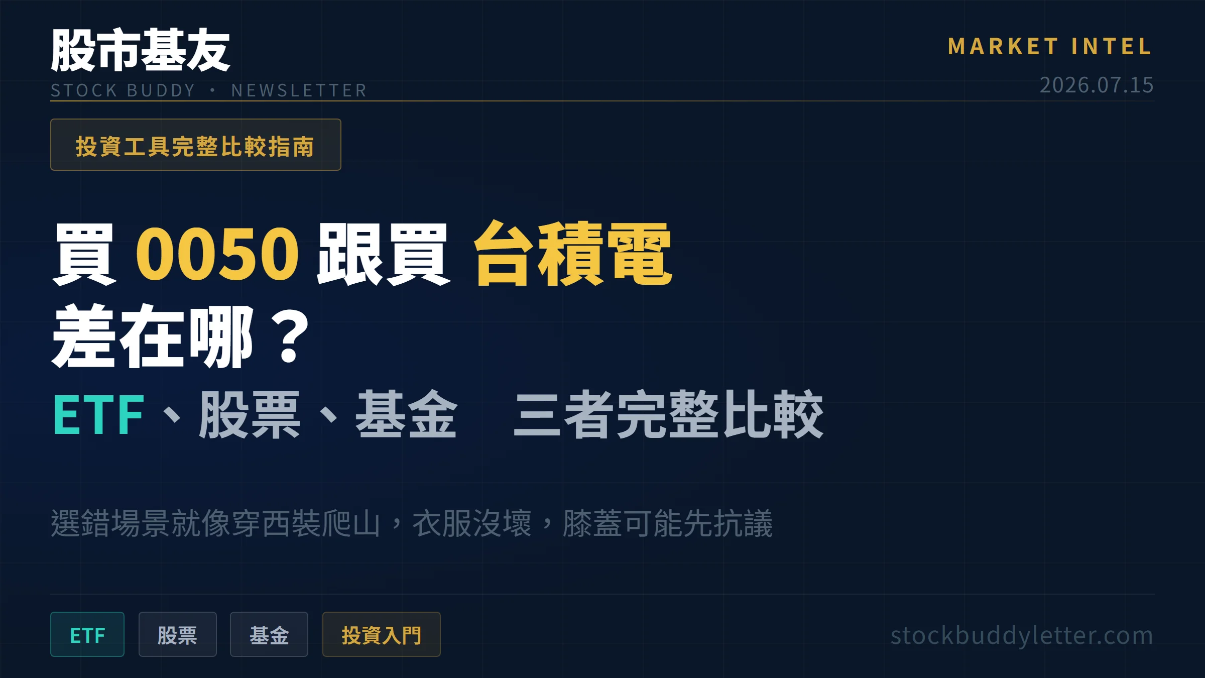 買 0050 跟買台積電差在哪？ETF、股票、基金三者完整比較