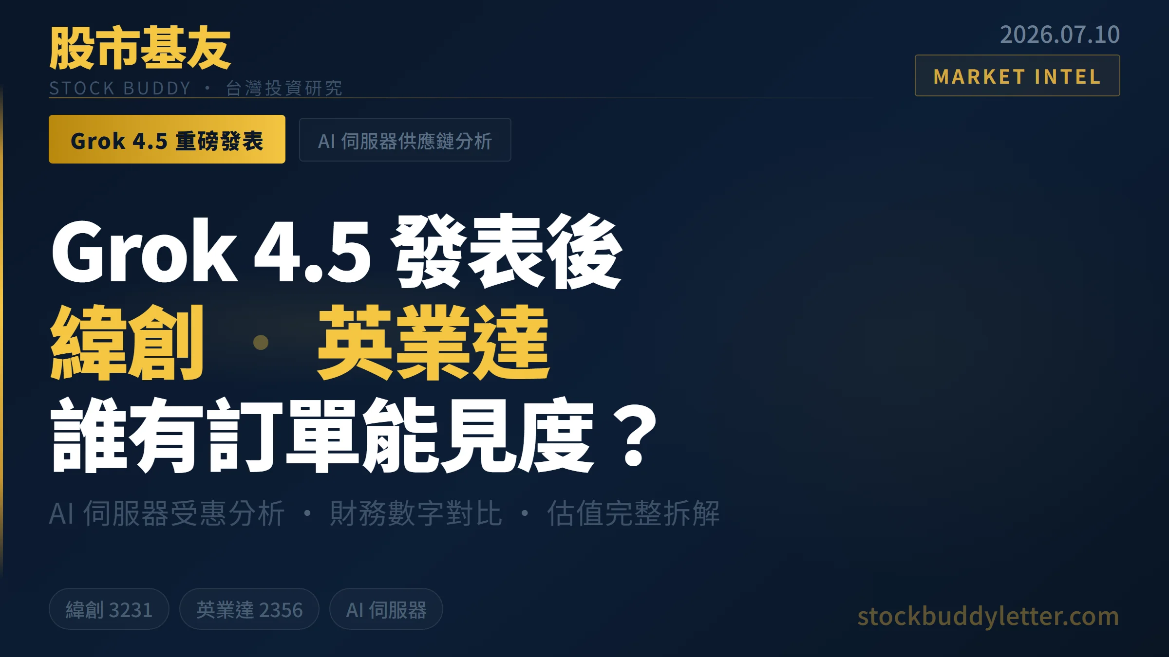 Grok 4.5 發表後緯創英業達誰受惠？AI 伺服器訂單能見度完整拆解