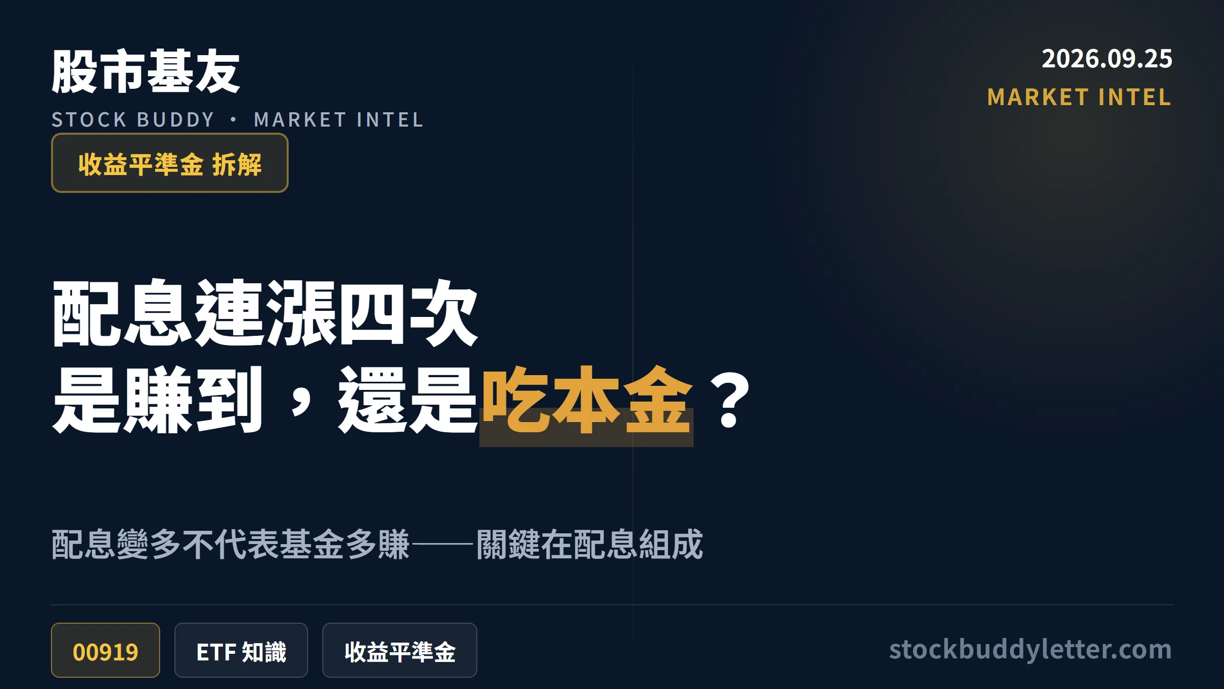 收益平準金是什麼？00919配息連四漲，是賺到還是吃本金