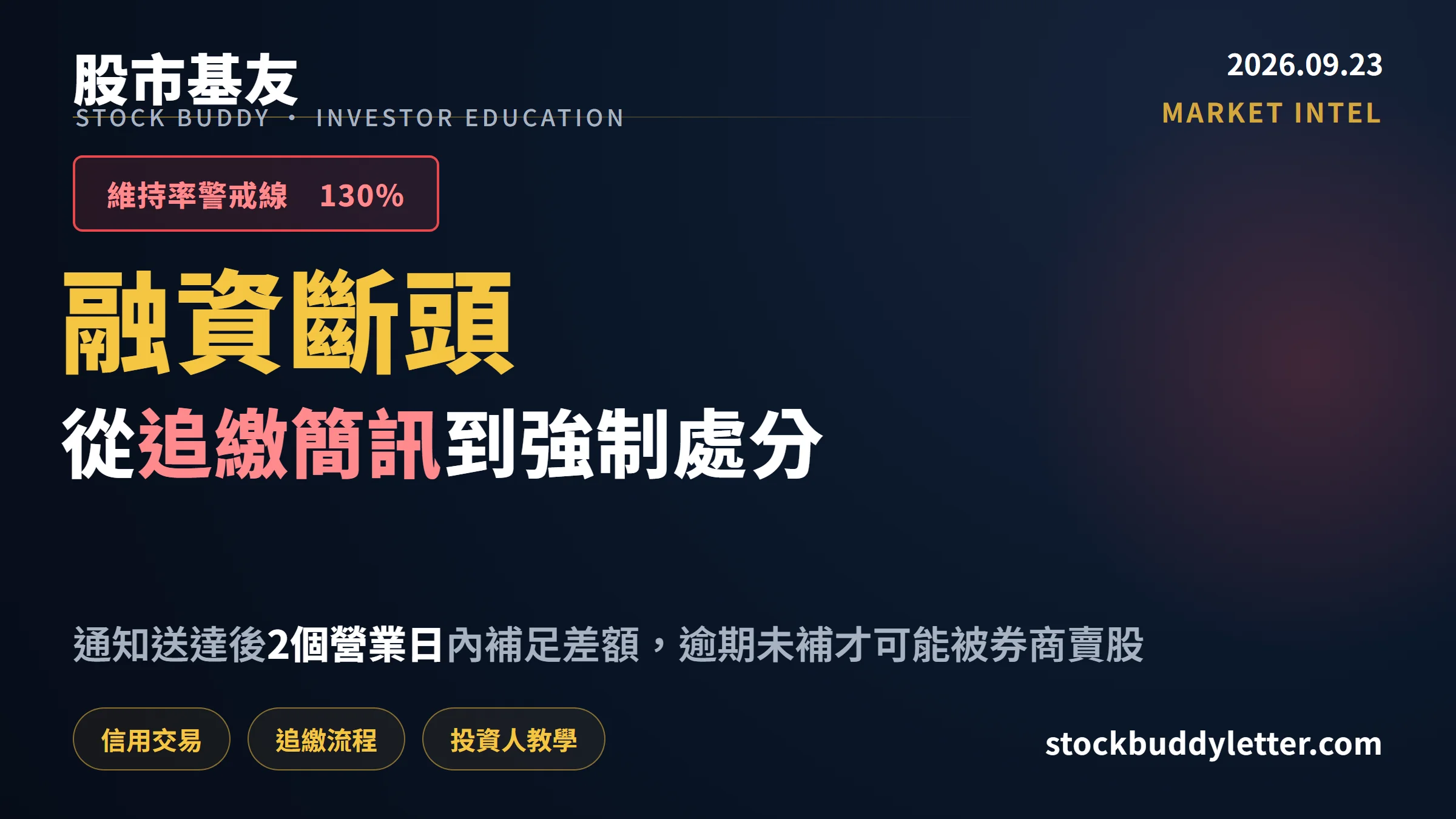 融資斷頭是什麼？維持率跌破130％到追繳的完整流程解析